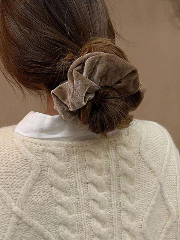 Solid Color Scrunchie, Elegant High Stretch Hair Tie for Women & Girls, Minimalist Headwear Suitable for Thick Hair