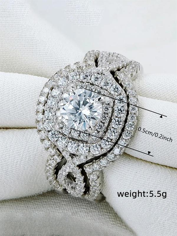 Women's Elegant Rhinestone Decorated Ring, 3 Counts Exquisite Trendy Engagement Rings, Fashionable Hand Jewelry for Women As Gift, Promise Ring for Gf