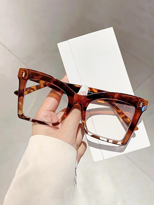 Large Frame Eyeglasses for Everyday Use, Fashion Ombre Leopard Frame Eyeglasses for Women & Men, Fashion Eyeglasses for Work, Daily Clothing Decor, Perfect for Student Daily Use