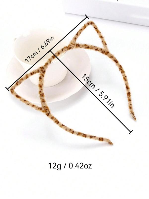 Cute Leopard Print Cat Ear Design Hair Hoop, 2024 New Style Fashionable Hair Accessories for Women & Girls, Cute Lovely Hairwear for Daily Used