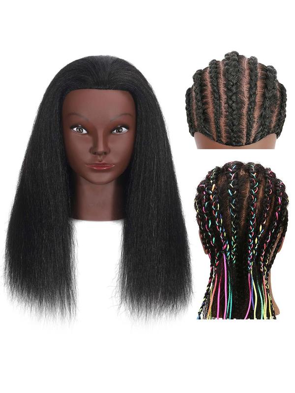 16 Inch Long Straight Hair Mannequin Head, Hairdresser Cosmetology Mannequin Doll Head, Practice Braiding Hairdressing Tool