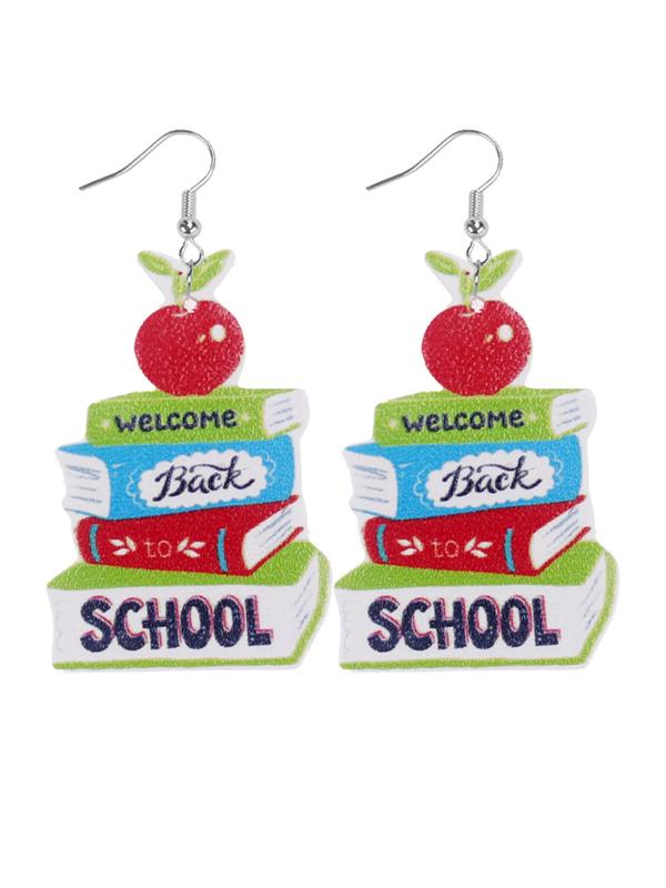 Cute Cartoon School Themed Dangle Earrings, Fashionable Jewelry for Women, Daily Clothing Decor, Trendy All-match & Exquisite Jewelry for Birthday Gift