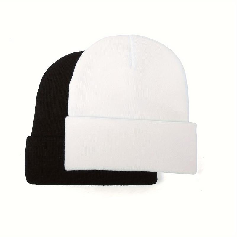 2PCs Men's Casual Gothic Scar Embroidery Knitted Beanie, Women's Fashion Street Ski Cap Men's