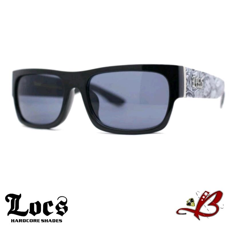 Locs Tattoo Art Skull Rose Dice Graffiti Arm Cholo OG  Gangster Shades Black Full Rim Sunglasses | Original & Authentic Locs