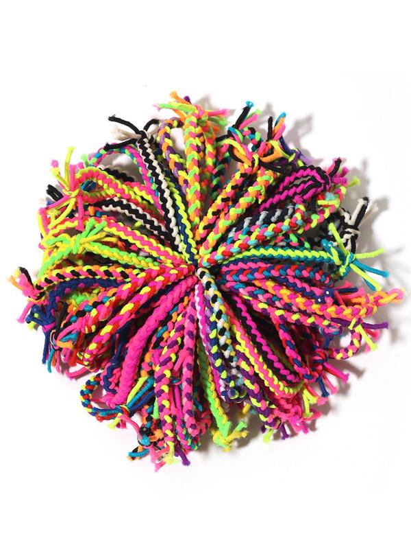 Random Color Braided Hair Ties, 50pcs Colorful Hair Scrunchies for Women & Girls, Fashionable Hair Accessories for Daily Used