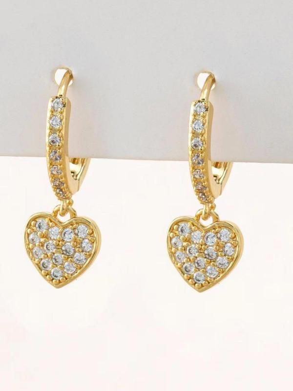 Fashion Heart Shaped Dangle Earrings, Rhinestone Decor Drop Earrings for Women, Casual Jewelry for Party, Daily Clothing Decor, Trendy All-match & Exquisite Jewelry for Birthday Gift