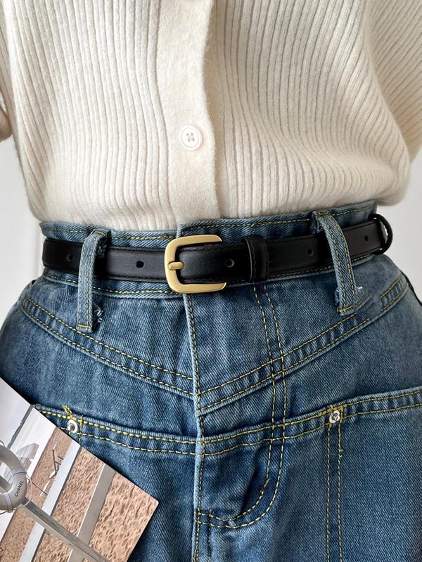 Plain Fashion Buckle Decorative Belt, Skinny Belt for Women Girls