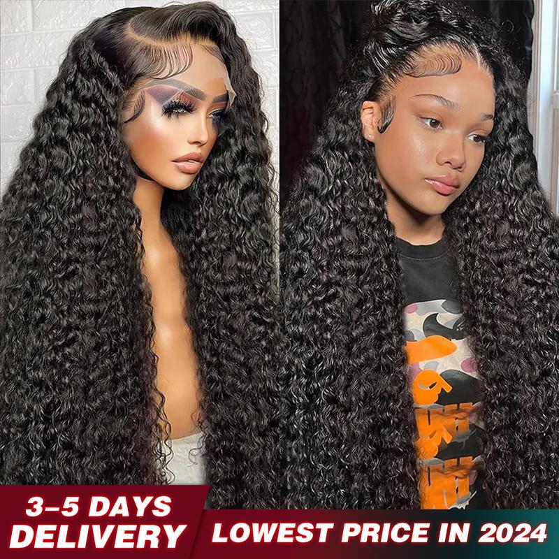 Subella 13x5 13x6 Full Lace Front Deep Wave Wig 200% Density Natural Black Color Human Hair HD Transparent Lace Pre Bleached Knots Wigs