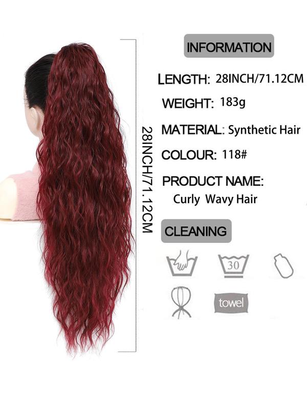 28 Inch Long Curly Wave Claw Clip on Ponytail Hair Extension, Heat Resistant Fake Pony Tail Hair Piece for Women, Synthetic Hair Extensions for Daily Party