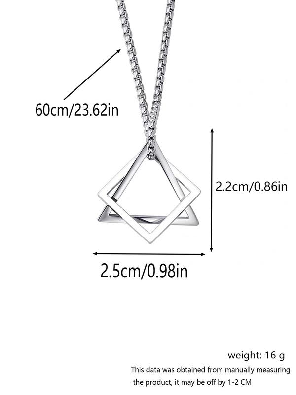 Men's Punk Style Triangle Shaped Pendant Necklace, Trendy Stainless Steel Jewelry for Party, Daily Clothing Decor, Gifts for Boy