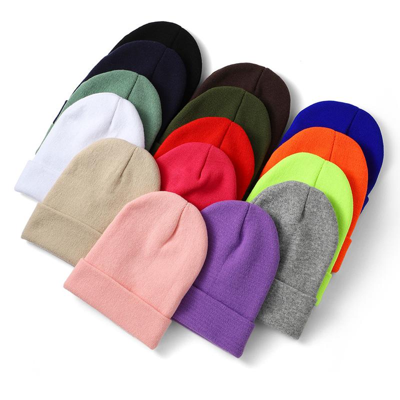 Solid Color Knit Hat Beanie Hats Warm Cozy Knitted Cuffed Skull Cap for Men Women Unisex - 15 Colors