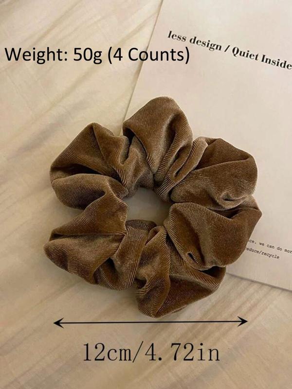 Solid Color Scrunchie, Elegant High Stretch Hair Tie for Women & Girls, Minimalist Headwear Suitable for Thick Hair