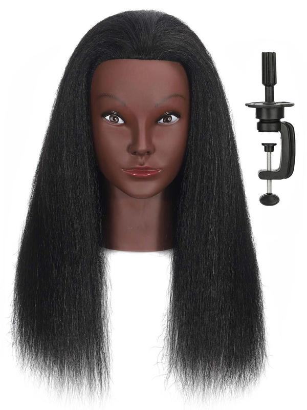 16 Inch Long Straight Hair Mannequin Head, Hairdresser Cosmetology Mannequin Doll Head, Practice Braiding Hairdressing Tool