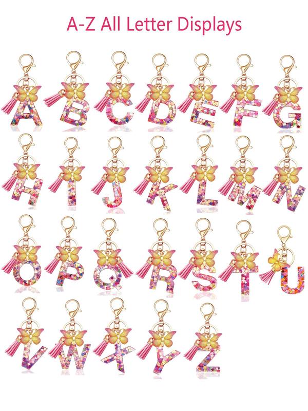 Colorful Butterfly Design Keychain, Summer Vacation Gift Cute Letter & Tassel Design Keychain for Women & Girls, Fashion Accessories for Daily Decoration