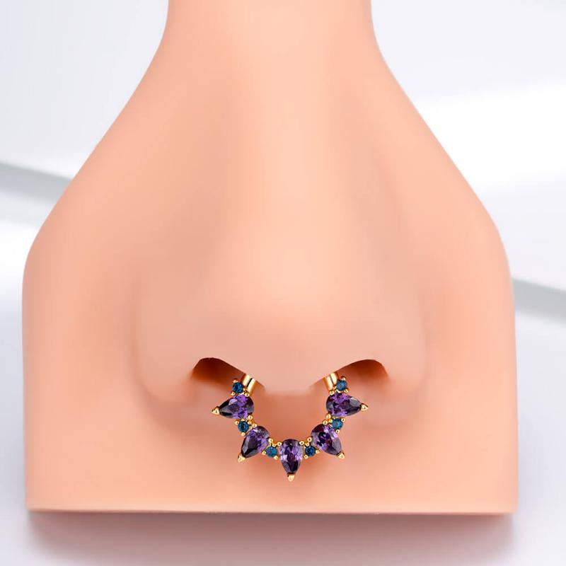 Oufer 16G Gorgeous Purple CZ Hinged Segment Septum Ring