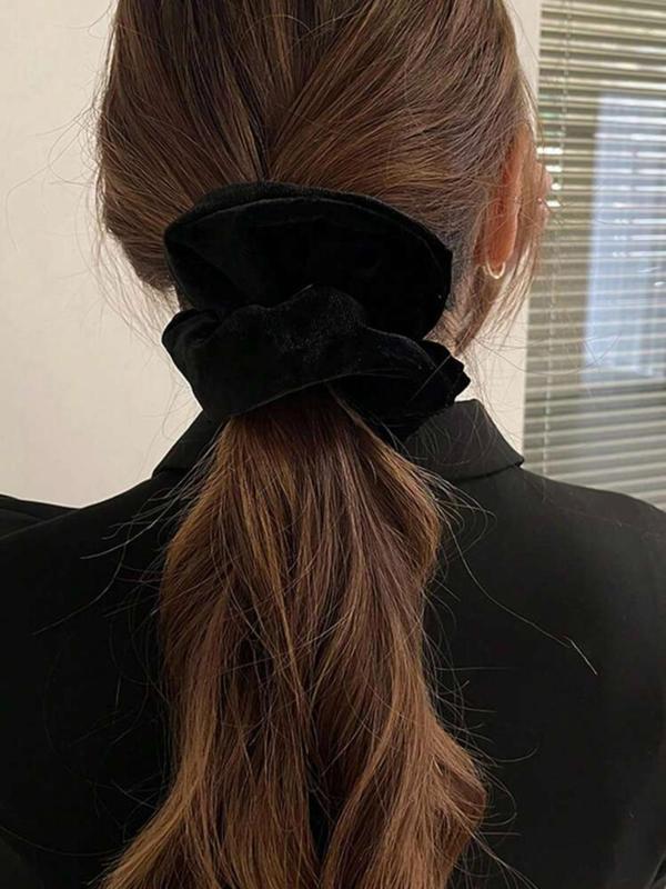 Solid Color Scrunchie, Elegant High Stretch Hair Tie for Women & Girls, Minimalist Headwear Suitable for Thick Hair