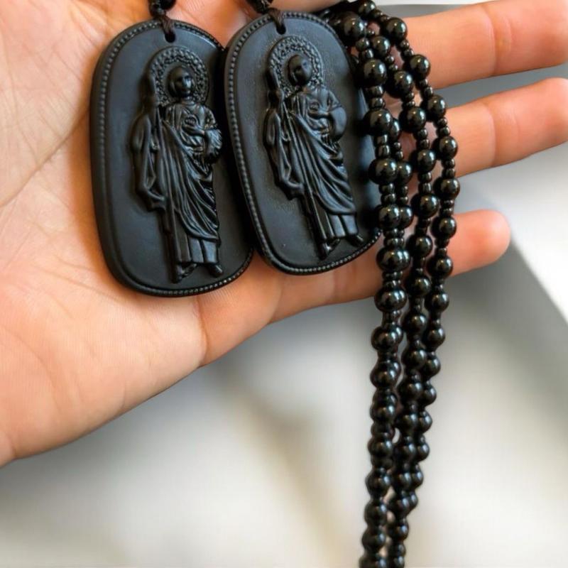 handmade san judas rosary necklace