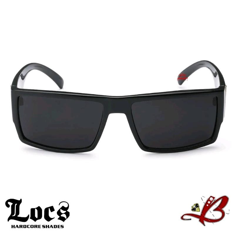 Locs OG Square Gangster Lowrider Sunglasses Street Smoke Black Frame Dark Lens Silver Accent  Full Rim Shades |Original & Authentic Locs