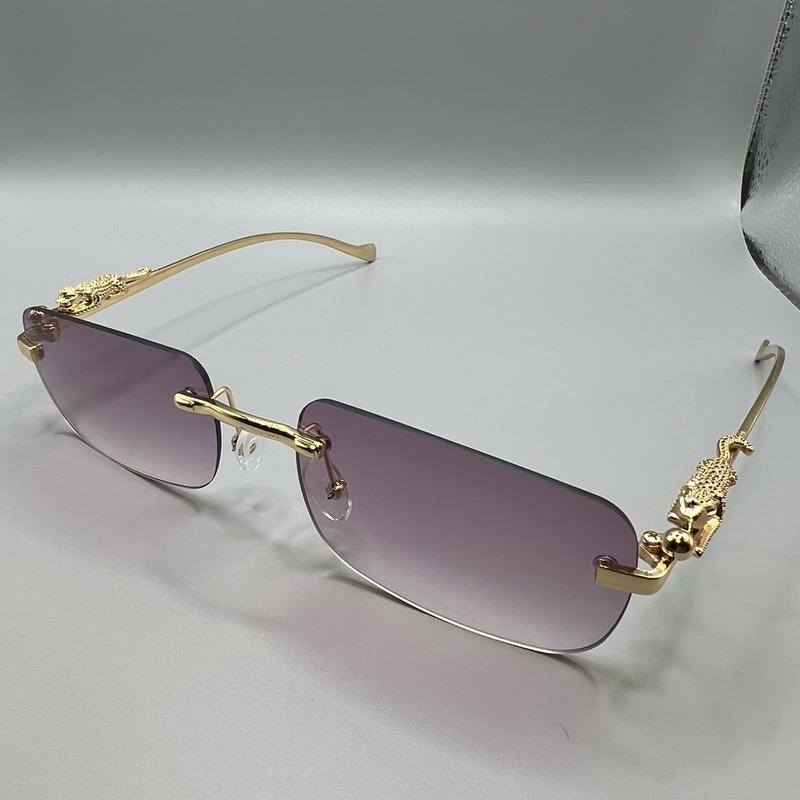 Gold Frame Tiger Sunglasses Multi Colors Rimless Shades Outdoor Indoor All season Uv400  protection Sunglasses For Men And Women.