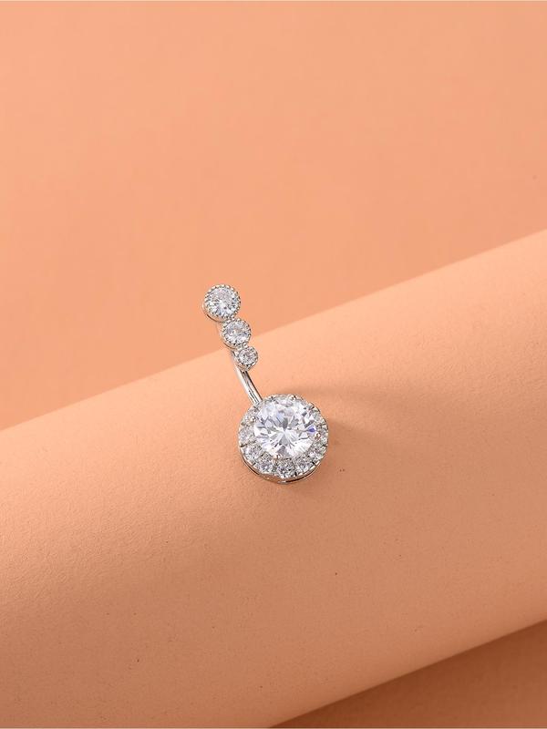 Rhinestone Decor Belly Button Ring, Women Belly Piercing Body Jewelry, Fashion Jewelry for Party, Daily Clothing Decor, Trendy All-match & Exquisite Jewelry for Birthday Gift