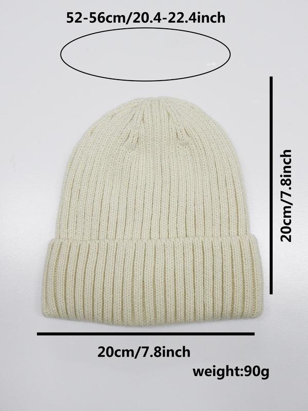 Solid Color Beanie Hat, Women's Winter Outdoor Sports Hat, Warm Hat for Women & Men, Fashion Accessories for Fall & Winter