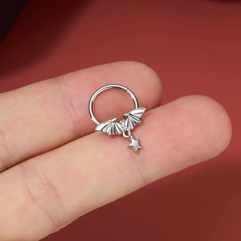 Oufer 16G Bat Wings Star Dangle Septum Ring