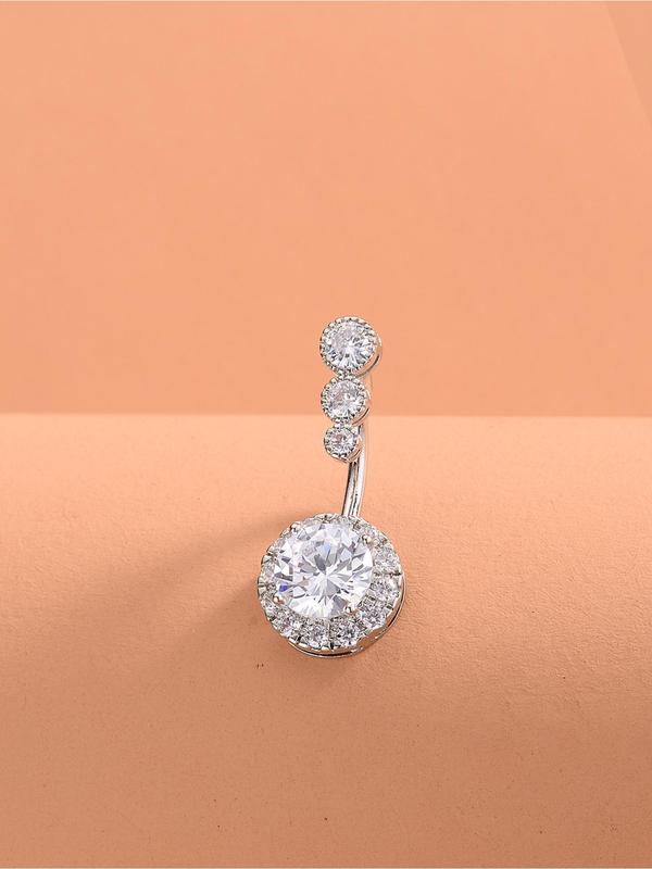 Rhinestone Decor Belly Button Ring, Women Belly Piercing Body Jewelry, Fashion Jewelry for Party, Daily Clothing Decor, Trendy All-match & Exquisite Jewelry for Birthday Gift