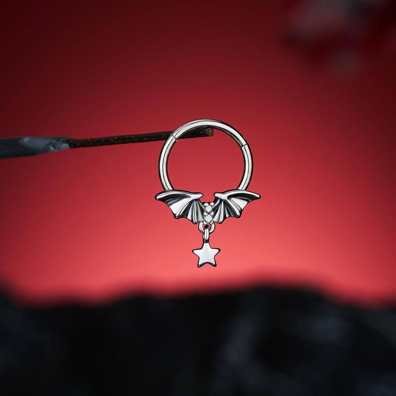 Oufer 16G Bat Wings Star Dangle Septum Ring