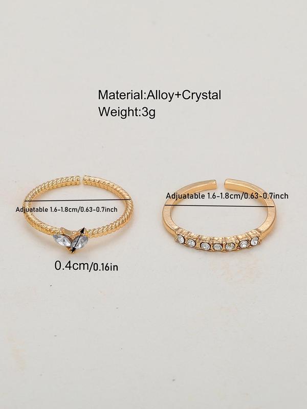 4pcs set Elegant Rhinestone Decorated Heart Design Ring, Elegant All-match Jewelry for Girls Gift, Female Classic Fashion Accessories for Daily Wear