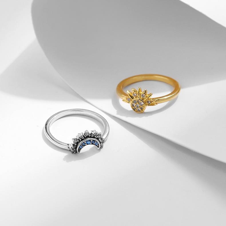 [JYJZZ028] Shining simple sun and moon two-count ring set as a Valentine’s Day gift for your girlfriend a Valentine's Day gift for your girlfriend