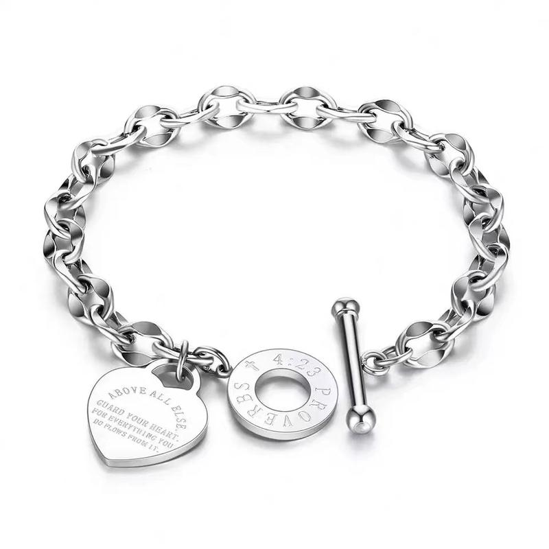 Women's Peach Heart Love Bracelet Versatile OT Clasp Titanium Steel Stainless  length7in，A Perfect Gifts For Lovers, Friends, Boyfriends, Girlfriends, Wife, Husband, Thanksgiving, Independence Day, Holloween, Black Friday, Chrisatmas and New YearS415