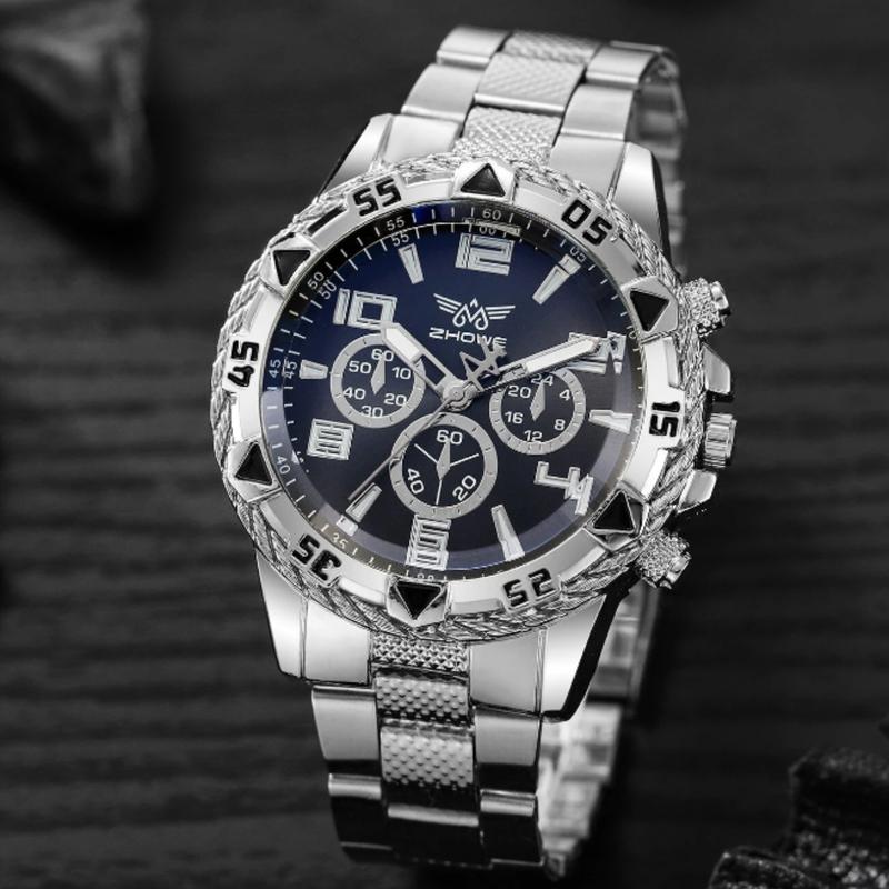 Classic Men's Large Dial Business Fashion Stainless Steel Strap Watch - Fashionable and Stylish