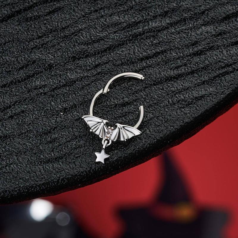 Oufer 16G Bat Wings Star Dangle Septum Ring