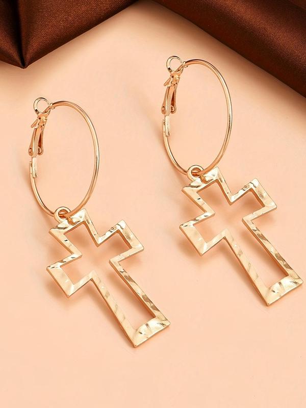 Women's Street Easter Trend Cross Design Dangle Earrings, Vintage Trendy Dangle Earrings, Chic Gorgeous Jewelry As Gift for Girlfriend