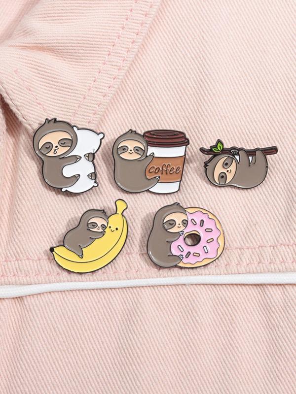 Cute Cartoon Sloth Design Brooch, Fashion Creative Accessories for Women & Men, Trendy All-match & Exquisite Brooches for Gift