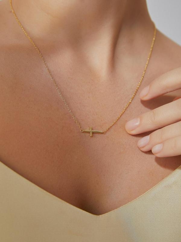 Women's Minimalist Cross Pendant Necklace, Casual Clavicle Chain Necklace for Girls, Trendy Dainty Jewelry Accessories for Party and Daily Life, Gift for Friends