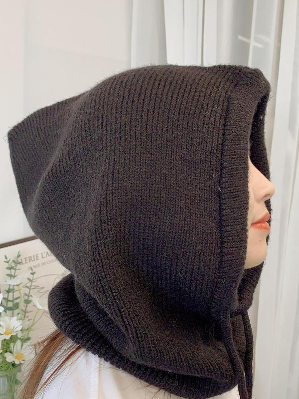 Solid Color Pullover Hat, Casual Warm Hooded Hat for Fall & Winter, Fashion Accessories for Women & Men