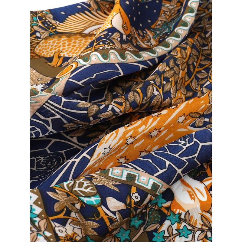 New Style 1pc Women's Luxurious Elegant Fashionable Floral Printed 70*70cm Silk Scarf for Spring, Suitable for Daily Wear, Perfect Gift Accessories Women