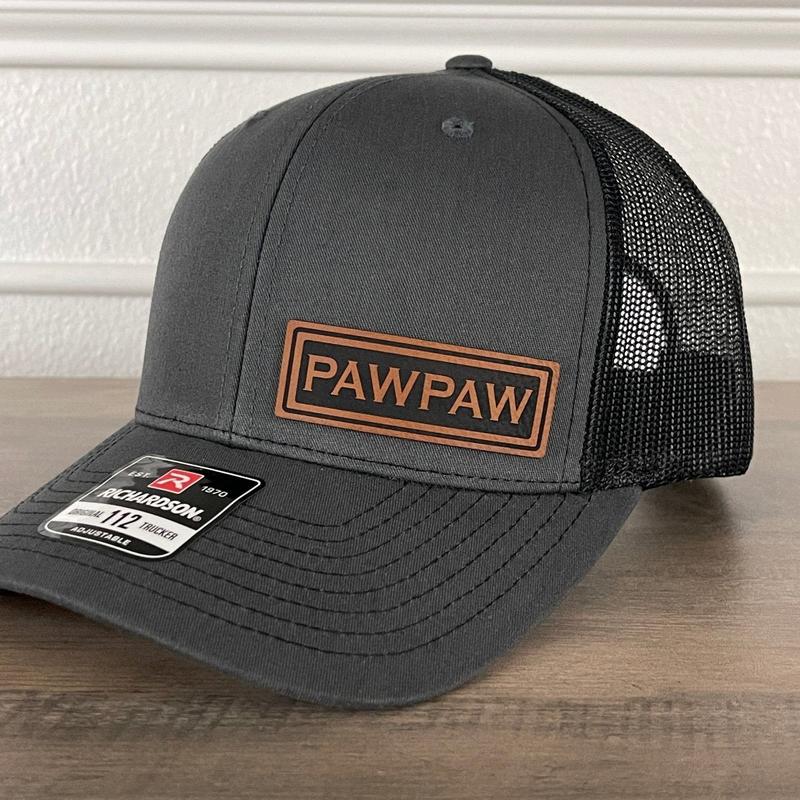 PAWPAW Side Leather Patch Hat Charcoal Black