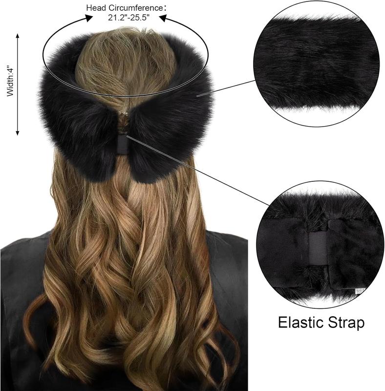 Womens Winter Headbands Faux  Headband Elastic Ear Warmers Furry Ear Muffs