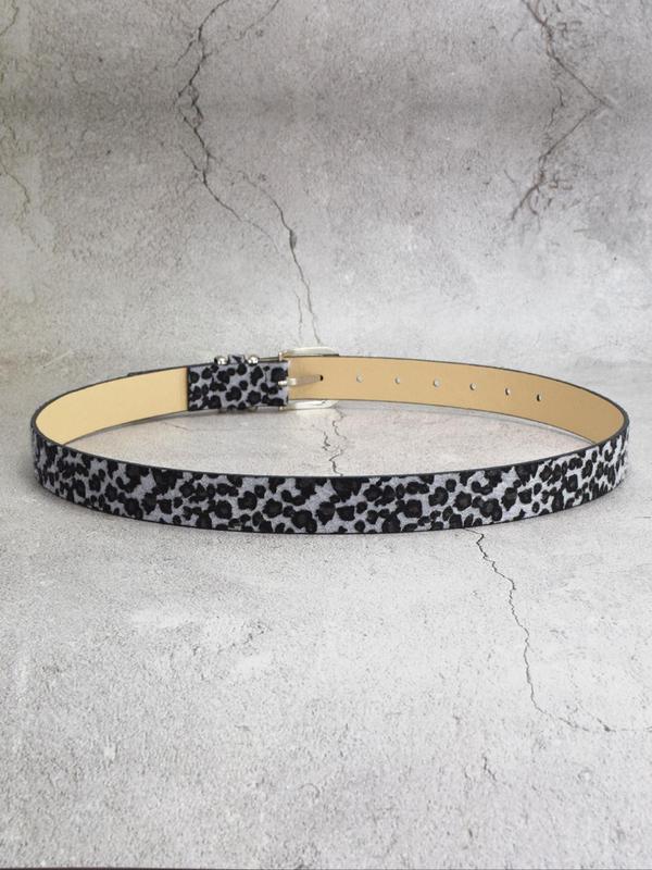 Fashion Leopard Pattern PU Buckle Belt, Casual Waistband for Jeans Trousers, Trendy All-match & Exquisite Belt for Birthday Gift