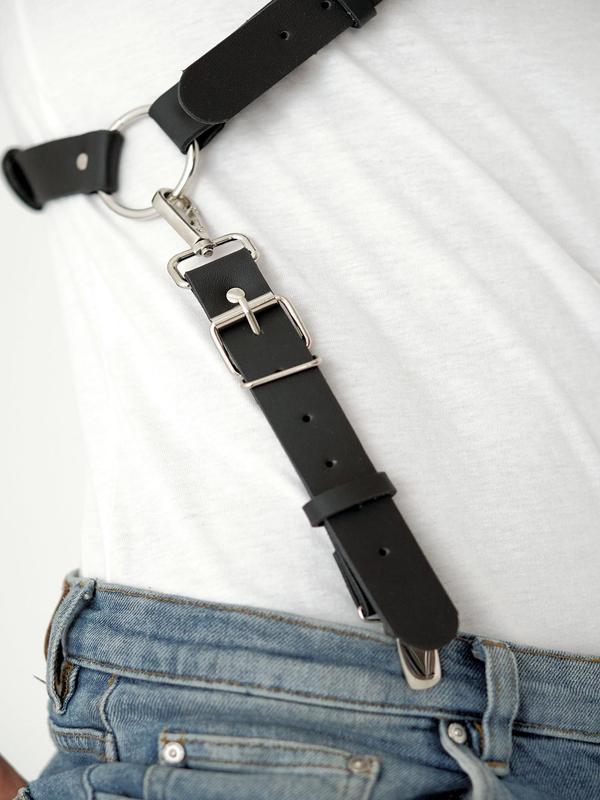 Men's Punk Style Studded & O-ring Decorated Harness Belt, Fashionable Belt for Party, Daily Clothing Decor, Trendy All-match & Exquisite Belt for Birthday Gift