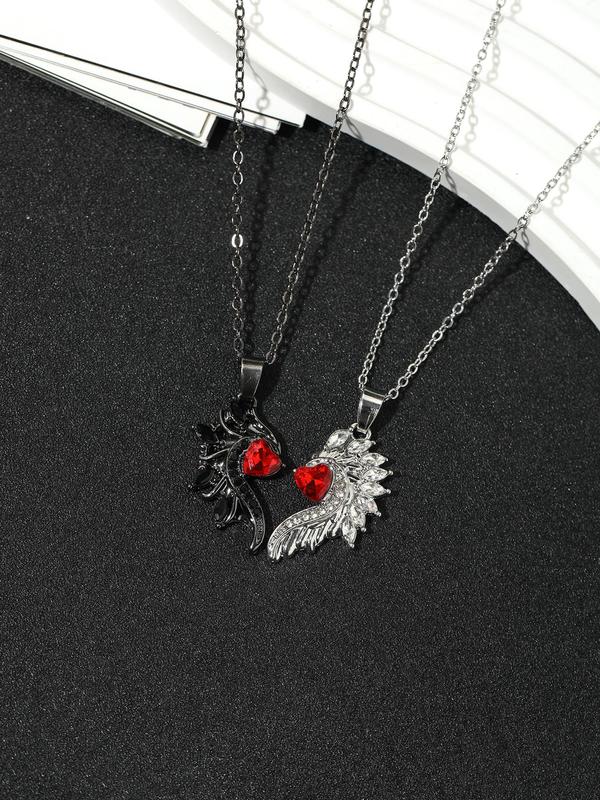 Wing Design Pendant Necklace for Women & Men (2pcs), Fashion Jewelry for Party, Daily Clothing Decor, Trendy All-match & Exquisite Jewelry for Birthday Gift