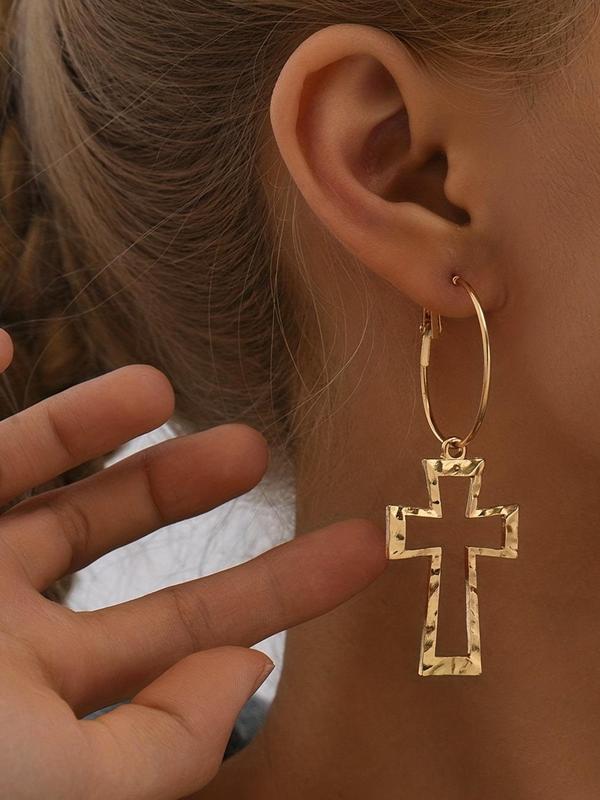 Women's Street Easter Trend Cross Design Dangle Earrings, Vintage Trendy Dangle Earrings, Chic Gorgeous Jewelry As Gift for Girlfriend