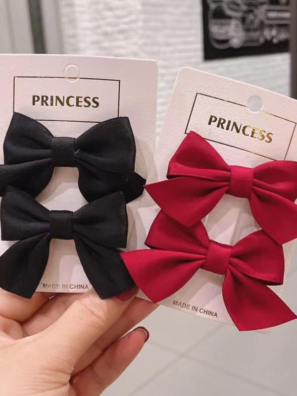 Cute Bow Decor Hair Clip (12pcs), Solid Color Bowknot Design Hair Accessories for Women & Girls, Simple Style Plain Color Bangs Clip for Party, Daily Decor