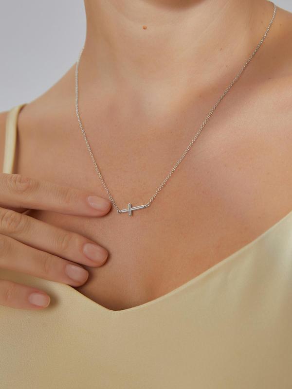 Women's Minimalist Cross Pendant Necklace, Casual Clavicle Chain Necklace for Girls, Trendy Dainty Jewelry Accessories for Party and Daily Life, Gift for Friends