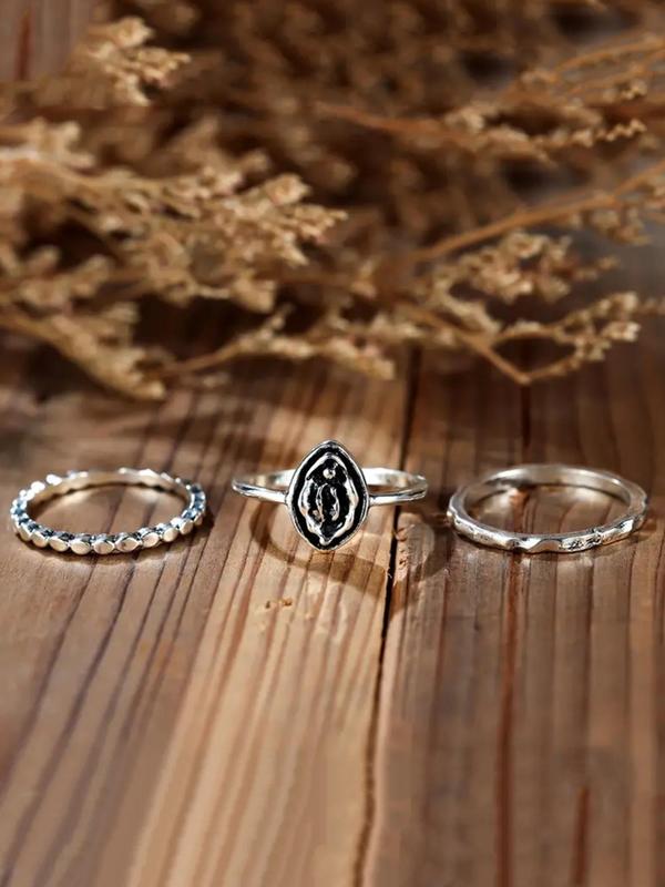 Vintage Style Horse Eye Design Grunge Ring Bundles Set, Stackable Ring Kit,  Hip Hop All-match Matching Jewelry for Gift, Simple Classic Streetwear Accessories