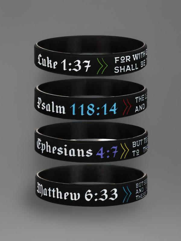 Christian Bible Verse Joshua Pattern Bangle for Women & Men, 2024 New Style Rubber Jewelry for Party, Daily Clothing Decor, Trendy Cool Female Accessories for Birthday Gift Fall