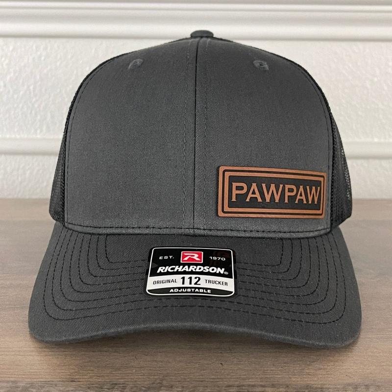 PAWPAW Side Leather Patch Hat Charcoal Black