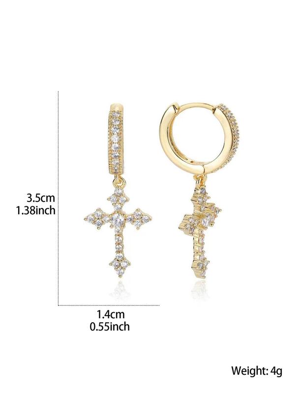 Easter Rhinestone Cross Design Dangle Earrings (1 Pair), Street Trend Jewelry for Party, Daily Clothing Decor for Girl, All-match & Exquisite Jewelry for Birthday Gift